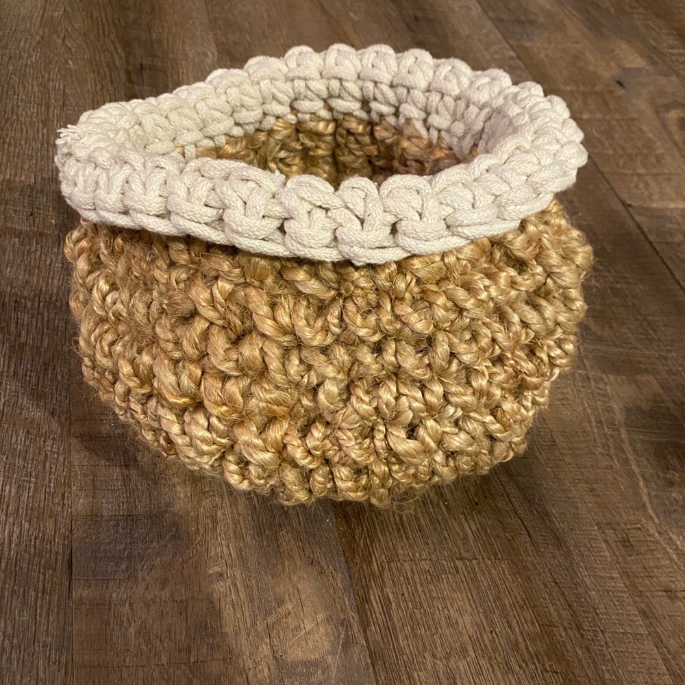 Woven Jute and Cotton Basket